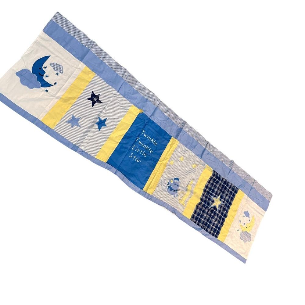 Vintage Cafe Curtain Valance 18x72 Twinkle Star Blue Nursery Decor Boys Room